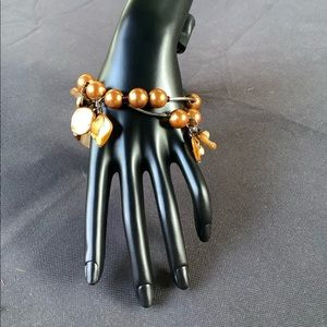 Handcrafted Stretchy Pearl and Shell Bracelet